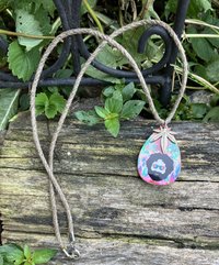 Tear drop necklace with Jerry and cannabis leaf charm