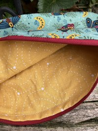 Handmade zippered wristlet bag (Clutch) Large by Lucky Burrito featuring Moths and moons