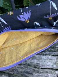 Handmade zippered wristlet bag (Clutch) Large by Lucky Burrito featuring purple coneflowers
