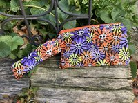 Handmade by Lucky Burrito featuring flower skulls fabric, zippered wristlet bags (clutch)