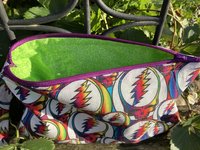 Handmade zippered wristlet bag (Clutch) Large by Lucky Burrito featuring Grateful dead stealie 