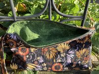 Handmade zippered wristlet bag (Clutch) Large by Lucky Burrito featuring autumn flowers