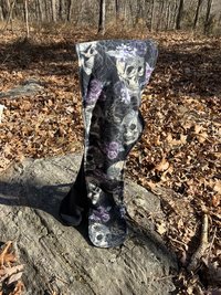 Handmade by Lucky Burrito Beautiful XL Hooded Scarves inspired by the designs of Sienna Rose* fully reversible skulls and purple roses