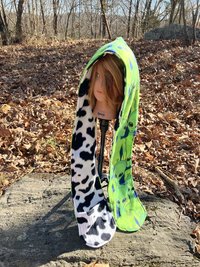 Handmade by Lucky Burrito Beautiful XL Hooded Scarves inspired by the designs of Sienna Rose* fully reversible aliens and cow print