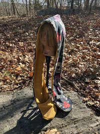 Handmade by Lucky Burrito Beautiful XL Hooded Scarves inspired by the designs of Sienna Rose* fully reversible skulls and roses red/pink