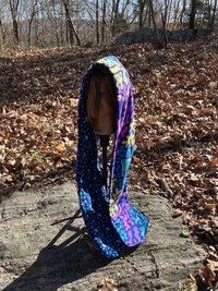 Handmade by Lucky Burrito Beautiful XL Hooded Scarves inspired by the designs of Sienna Rose* fully reversible trippy drippy mushrooms