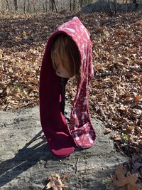 Handmade by Lucky Burrito Beautiful XL Hooded Scarves inspired by the designs of Sienna Rose* fully reversible maroon mushrooms
