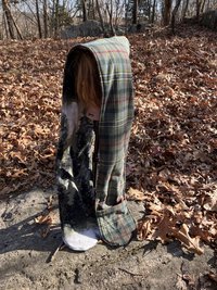 Handmade by Lucky Burrito Beautiful XL Hooded Scarves inspired by the designs of Sienna Rose* fully reversible Plaid and Evergreen