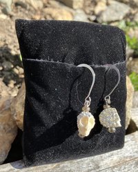 bling'ed out skull  with glass beaded fish hook earrings
