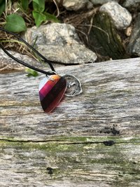 Grateful Dead  Stealie Guitar pick necklace (maroon bkgrnd)