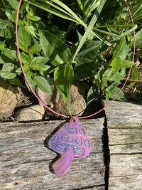 Resin pendant necklace Mushroom color changing  ( hemp cord or steel cable)