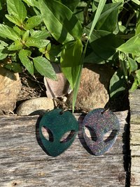 Resin pendant necklace Alien on hemp cord