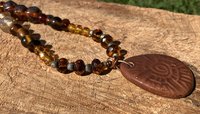 Ceramic Sun symbol with crystal,metal and glass beads  Autumnal collection - 1
