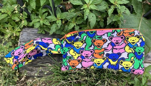 Handmade by Lucky Burrito Grateful Dead bears licensed fabric, zippered wristlet bags (clutch) 