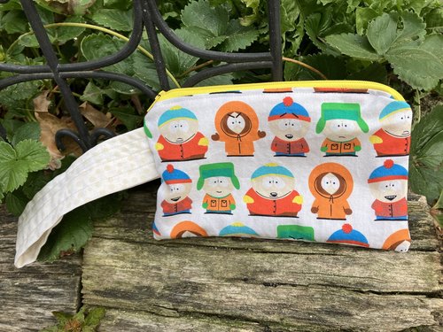 Handmade by Lucky Burrito South Park fabric, zippered wristlet bags (clutch)