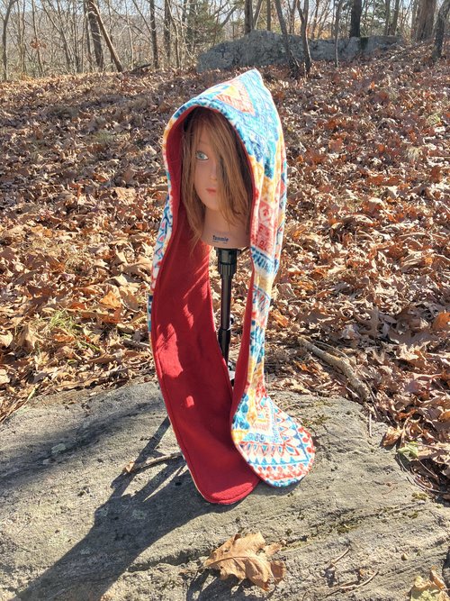 Handmade by Lucky Burrito Beautiful XL Hooded Scarves inspired by the designs of Sienna Rose* fully reversible meso-american