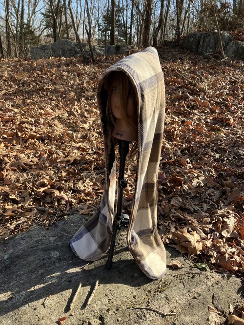 Handmade by Lucky Burrito Beautiful XL Hooded Scarves inspired by the designs of Sienna Rose* fully reversible plaid forest