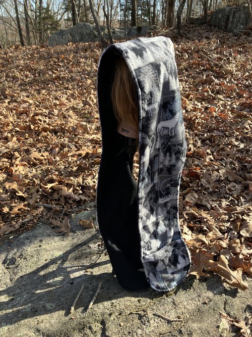 Handmade by Lucky Burrito Beautiful XL Hooded Scarves inspired by the designs of Sienna Rose* fully reversible mountain scene 