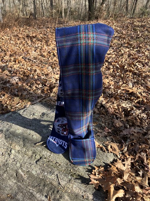 Handmade by Lucky Burrito Beautiful XL Hooded Scarves inspired by the designs of Sienna Rose* fully reversible Patriots and plaid