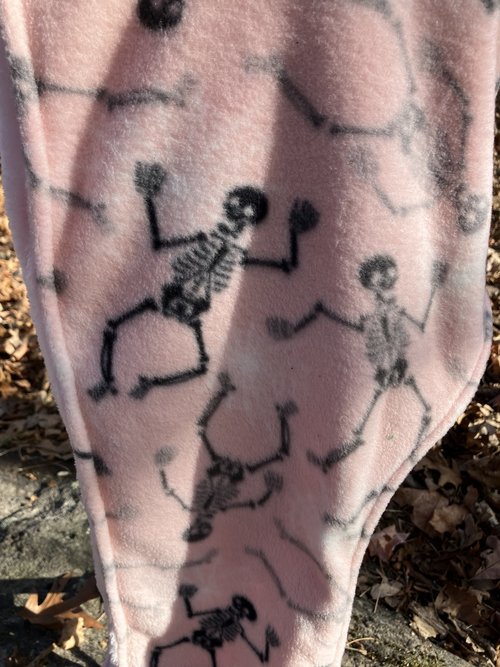 Handmade by Lucky Burrito Beautiful XL Hooded Scarves inspired by the designs of Sienna Rose* fully reversible Pink with dancing skeletons