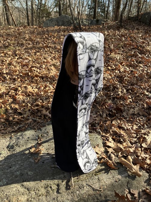 Handmade by Lucky Burrito Beautiful XL Hooded Scarves inspired by the designs of Sienna Rose* fully reversible Star Wars storm-troopers