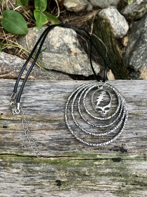 Grateful dead Stealie with Concentric Circles necklace