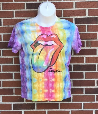 Hand dyed ice dye by Lucky Burrito Rolling Stones size women's Medium