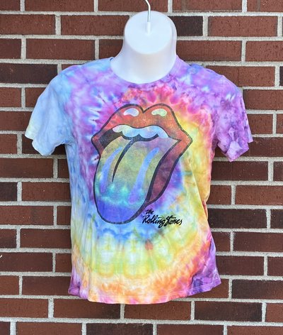 Hand dyed ice dye by Lucky Burrito Rolling Stones size women's small
