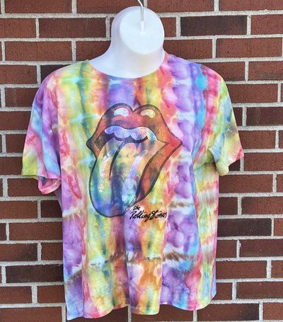 Hand dyed ice dye by Lucky Burrito Rolling Stones size women's XXXL