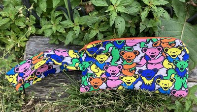 Handmade by Lucky Burrito Grateful Dead bears licensed fabric, zippered wristlet bags (clutch) 