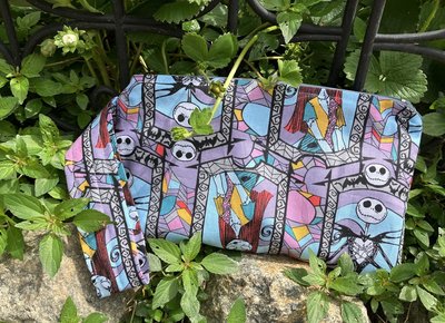 Handmade zippered wristlet bag (Clutch) Large by Lucky Burrito featuring Nightmare before Christmas fabric