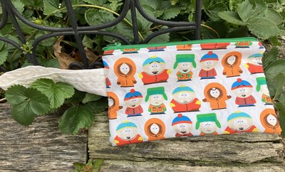 Handmade zippered wristlet bag (Clutch) Large by Lucky Burrito featuring South Park