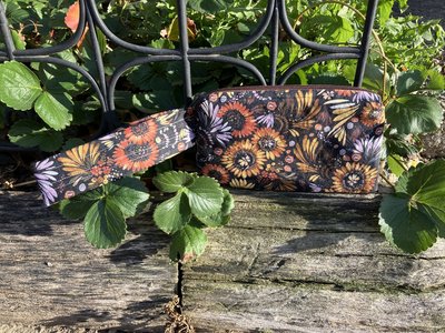Handmade by Lucky Burrito featuring autumn flowers, zippered wristlet bags (clutch)