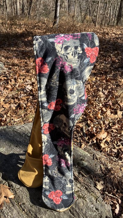 Handmade by Lucky Burrito Beautiful XL Hooded Scarves inspired by the designs of Sienna Rose* fully reversible skulls and roses red/pink