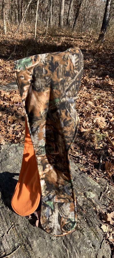 Handmade by Lucky Burrito Beautiful XL Hooded Scarves inspired by the designs of Sienna Rose* fully reversible Real Tree Deer Camouflage and safety orange