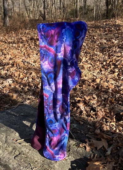 Handmade by Lucky Burrito Beautiful XL Hooded Scarves inspired by the designs of Sienna Rose* fully reversible Geode purple 