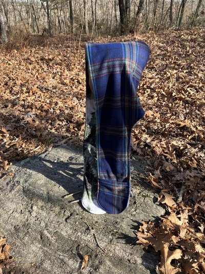 Handmade by Lucky Burrito Beautiful XL Hooded Scarves inspired by the designs of Sienna Rose* fully reversible evergreen and blue plaid
