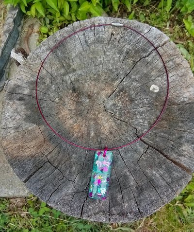 Resin rectangle cannabis leaf pendant 