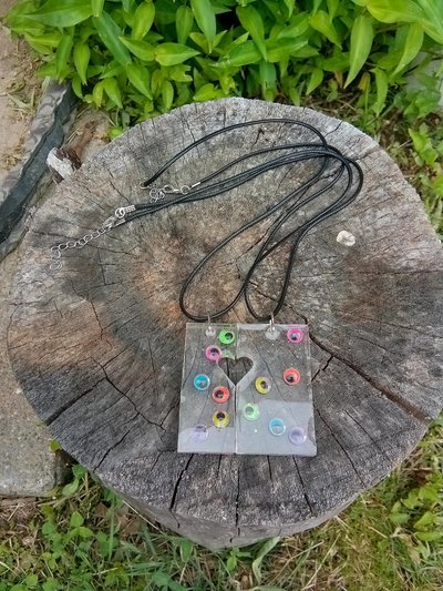 Very special TWO necklace set (two halves make a heart when joined)