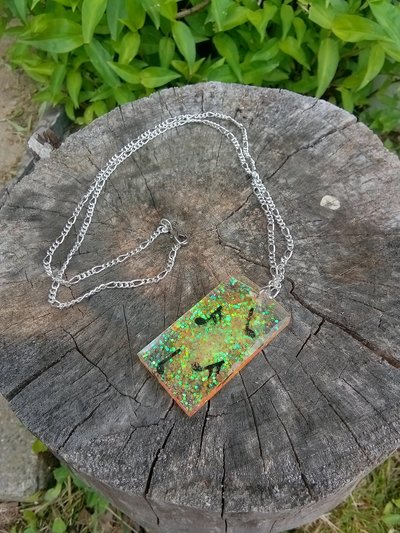 Resin rectangle  pendant  music notes