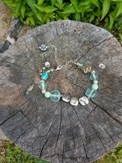 bracelet or anklet  owl with bells and flowers