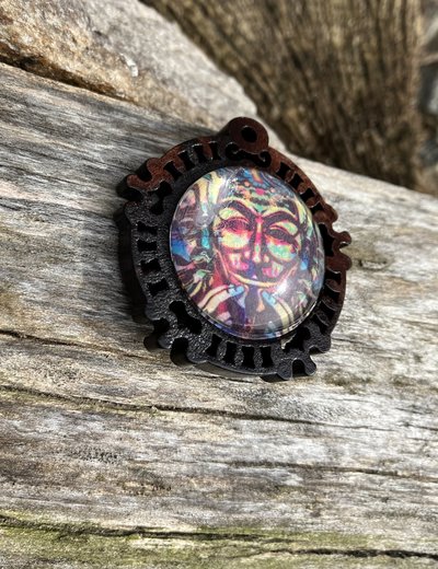 Wood/glass  Anon / Commander X  pendant  #2
