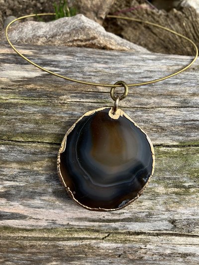 geode slice wire choker necklace 