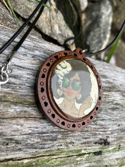 hipster smokin lady pendant necklace