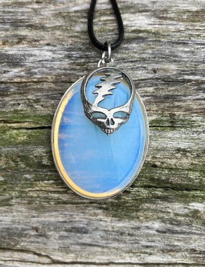 Grateful dead Stealie  glass oval  necklace