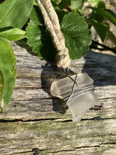 River Glass Necklace milk bottle top
