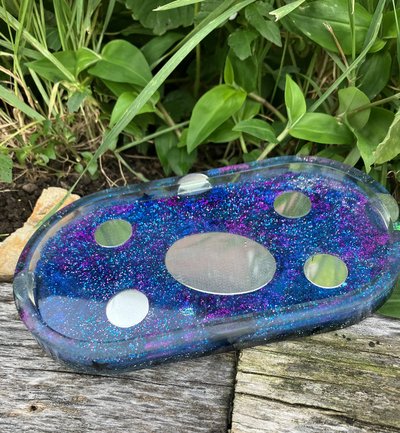 Resin Rolling / Trinket Tray  (galaxy mirrors theme)