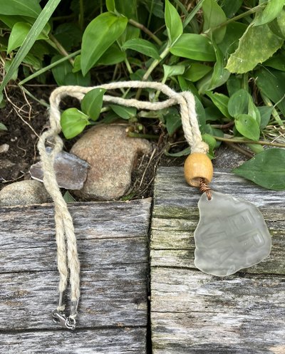 River Glass Necklace antique P mason glass 