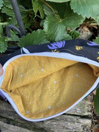 Handmade by Lucky Burrito featuring purple coneflower fabric, zippered wristlet bags (clutch)