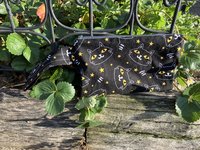 Handmade zippered wristlet bag (Clutch) Large by Lucky Burrito featuring black cosmic cats